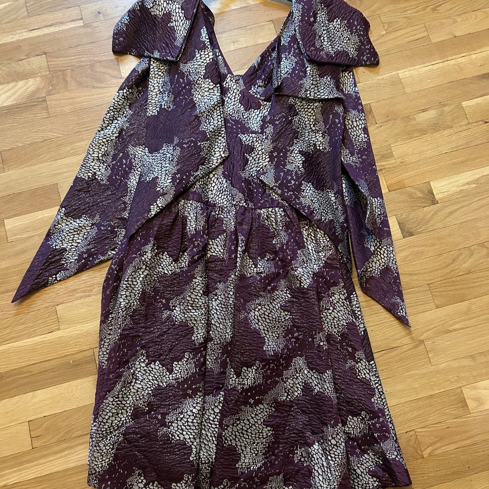 BHLDN from Anthropologie Violet Jacquard Shoulder-Tie Fit and Flare Midi Dress